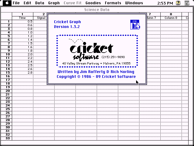 Cricket Graph 1.3.2 for Mac - About